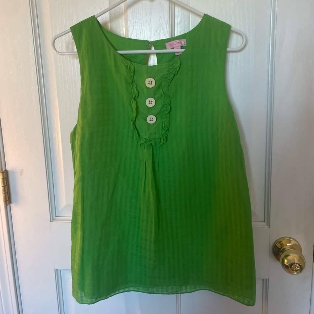 Unique green silk Lilly Pulitzer sleeveless top
